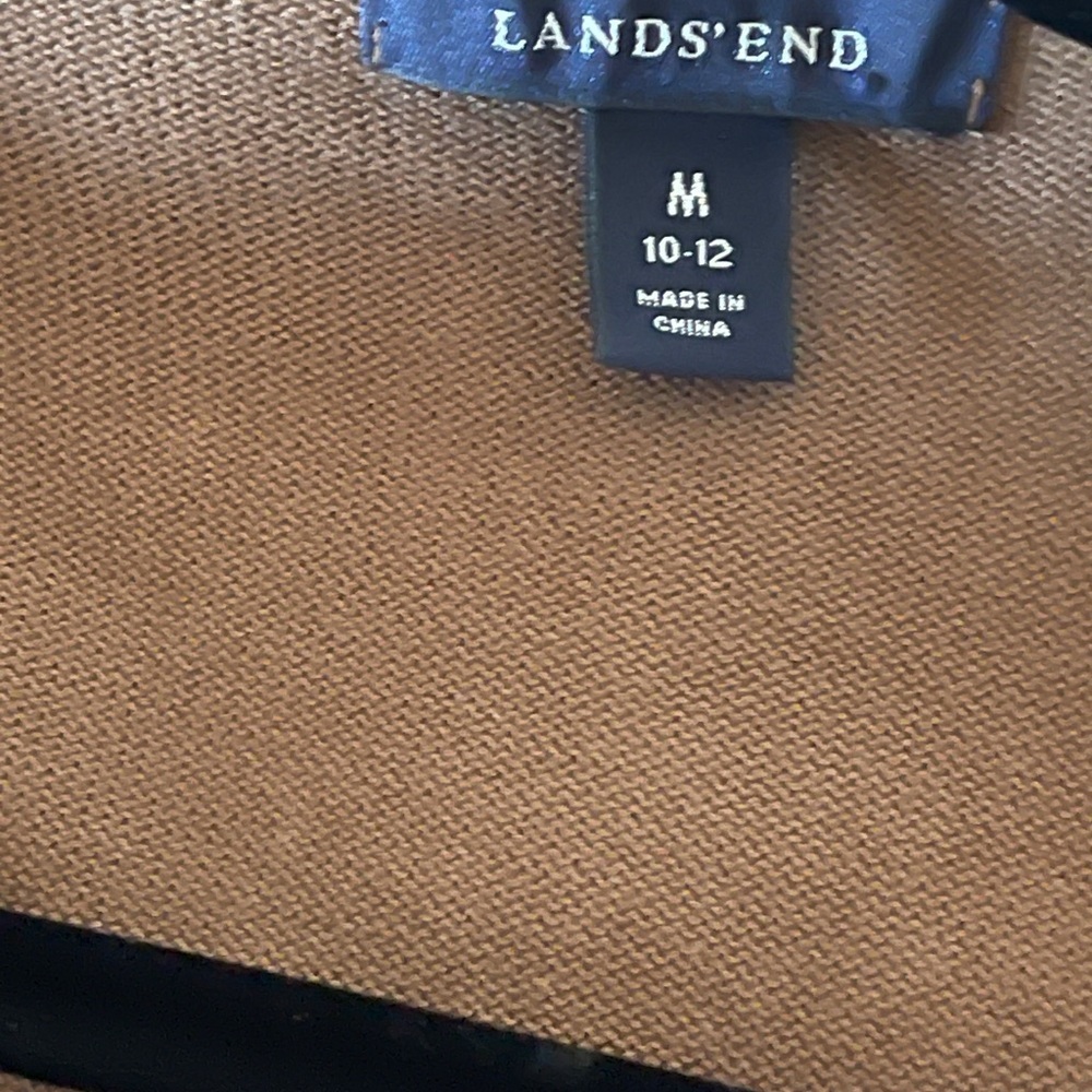 Lands’ End Argyle Cardigan Sweater Brown & Pink Preppy Grandpacore Office Medium - Picture 6 of 7